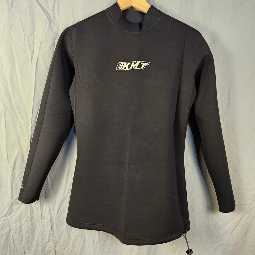 KMT Womens Long Sleeve Wetsuit Top Black Neoprene Rash Guard Mock Neck L